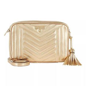 Michael Kors Women’s Jet Set Quilted Camera Bag Crossbody Gold